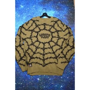 Lurking Class Sweater Mens 2XL Green Barbed Wire Knit Skull Graphic Pullover